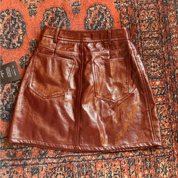 Lulu's Wine Faux Leather A-Line Mini Skirt - Picture 2 of 7